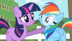 Size: 1280x720 | Tagged: safe, derpibooru import, screencap, rainbow dash, twilight sparkle, pony, lesson zero, duo, duo female, female, g4, goggles, hoof on shoulder, image, png