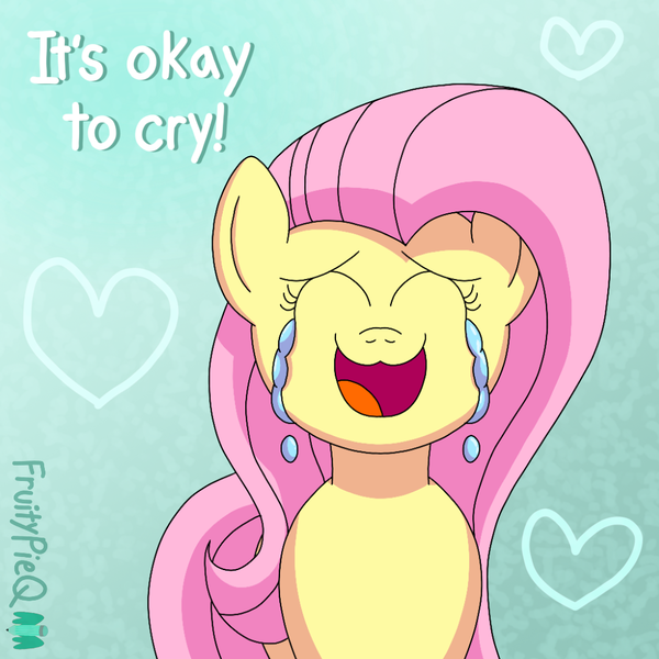 Size: 1000x1000 | Tagged: safe, artist:fruiitypieq, derpibooru import, fluttershy, pegasus, crying, female, fluttercry, g4, image, png, smiling, solo, tears of joy