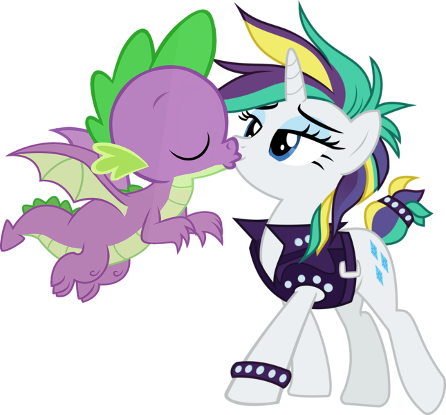 Size: 1970x1832 | Tagged: safe, artist:dragonchaser123, artist:nstone53, derpibooru import, edit, vector edit, rarity, spike, dragon, pony, unicorn, it isn't the mane thing about you, alternate hairstyle, eyes closed, female, flying, g4, horn, image, kissing, kissy face, male, mare, png, punk, raripunk, shipping, short hair, simple background, smiling, sparity, straight, transparent background, vector, winged spike, wings