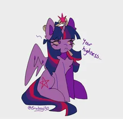 Size: 2082x2004 | Tagged: safe, artist:emoboy130, derpibooru import, twilight sparkle, alicorn, pony, alternate cutie mark, blunt, chest fluff, colored pinnae, colored sclera, crown, drug use, drugs, ear fluff, element of magic, eyebrows, eyebrows visible through hair, female, frown, g4, high, high res, highlight sparkle, image, jewelry, jpeg, looking away, mare, marijuana, multicolored mane, multicolored tail, pentagram, pink sclera, purple coat, purple eyes, purple text, regalia, signature, simple background, sitting, solo, spread wings, straight mane, straight tail, tail, text, tiara, white background, wings, wrong cutie mark