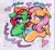 Size: 1609x1495 | Tagged: safe, artist:larvaecandy, derpibooru import, fluttershy, tree hugger, earth pony, pegasus, pony, g4, abstract background, big eyes, bong, bonnet, bubble, chest fluff, colored eyebrows, colored underhoof, doodle, dreadlocks, drug use, drugs, duo, duo female, ear fluff, eyeshadow, female, fire, floating heart, floppy ears, flutterhigh, flutterhugger, green coat, heart, high, holding, hoof hold, image, lesbian, lidded eyes, lined paper, long mane, makeup, mare, marijuana, marker drawing, narrowed eyes, pen drawing, pink mane, png, purple eyes, raised hoof, red mane, shiny mane, shipping, smoking, teal eyes, thick eyelashes, traditional art, two toned eyes, wingding eyes, yellow coat