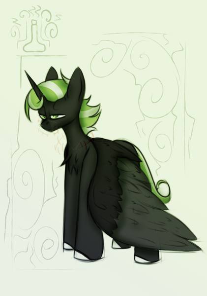 Size: 2258x3218 | Tagged: safe, artist:ashel_aras, derpibooru import, oc, unofficial characters only, alicorn, pony, alicorn oc, horn, image, png, sketch, solo, wings