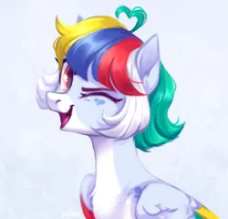 Size: 1975x1895 | Tagged: safe, artist:sparkling_light, derpibooru import, oc, pegasus, pony, image, one eye closed, open mouth, png, solo, wink