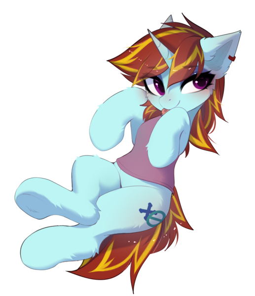 Size: 3039x3526 | Tagged: safe, artist:empress-twilight, derpibooru import, oc, oc:exodust, unofficial characters only, pony, unicorn, :p, clothes, commission, ear fluff, ear piercing, eyebrows, eyebrows visible through hair, eyeshadow, femboy, fluffy, high res, horn, image, leaning back, leg fluff, lidded eyes, looking at you, makeup, male, piercing, png, purple eyes, red hair, simple background, smiling, solo, stallion, striped mane, striped tail, tail, tongue out, transparent background, underhoof, unicorn oc, ych result