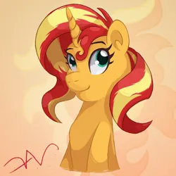 Size: 1300x1300 | Tagged: safe, artist:swasfews, derpibooru import, sunset shimmer, unicorn, horn, image, looking at you, png, simple background, solo