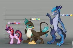 Size: 4096x2693 | Tagged: safe, artist:rrd-artist, derpibooru import, oc, oc:meng xin, unofficial characters only, dragon, gryphon, pony, unicorn, curved horn, horn, image, jpeg