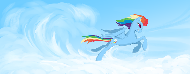 Size: 6292x2452 | Tagged: safe, artist:shanyata, derpibooru import, rainbow dash, pegasus, pony, absurd resolution, cloud, female, flying, gritted teeth, image, mare, png, sky, solo, teeth