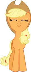 Size: 3000x6810 | Tagged: safe, artist:cloudy glow, derpibooru import, applejack, earth pony, pony, applejack's hat, cowboy hat, eyes closed, female, g4, hat, image, png, simple background, smiling, solo, transparent background, vector