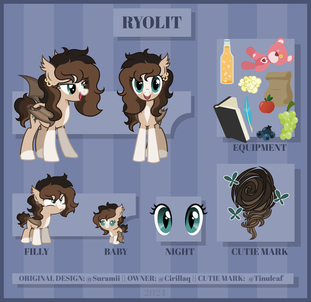 Size: 4000x3883 | Tagged: safe, artist:cirillaq, derpibooru import, oc, oc:ryolit, bat pony, pony, baby, baby pony, female, filly, foal, image, mare, png, reference sheet, solo