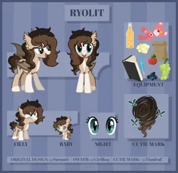 Size: 4000x3883 | Tagged: safe, artist:cirillaq, derpibooru import, oc, oc:ryolit, bat pony, pony, baby, baby pony, female, filly, foal, image, mare, png, reference sheet, solo