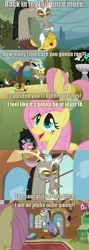 Size: 1280x3599 | Tagged: safe, derpibooru import, edit, edited screencap, screencap, discord, fluttershy, draconequus, pegasus, pony, make new friends but keep discord, the return of harmony, 18, caption, comic, fluttertroll, g4, image, image macro, impact, implied kidnapping, png, reference, screencap comic, sonic the hedgehog (series), text, trolling, vulgar