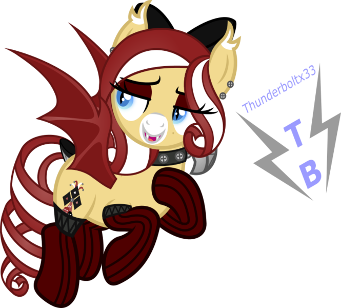 Size: 759x685 | Tagged: safe, artist:thunderboltx33, ponerpics import, oc, unofficial characters only, pony, choker, clothes, female, image, mare, png, socks