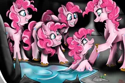 Size: 3600x2400 | Tagged: safe, artist:gabbygums21, derpibooru import, pinkie pie, earth pony, too many pinkie pies, clone, female, g4, grin, image, mirror pool, pinkie clone, png, smiling, solo