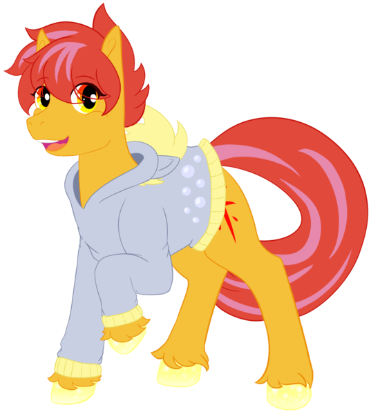 Size: 1650x1800 | Tagged: safe, artist:squeezymouse, derpibooru import, derpy hooves, oc, oc:ciaran, unofficial characters only, pony, clothes, colored, colored lineart, cutie mark, derpibooru exclusive, eye clipping through hair, female, full body, full color, hoodie, hooves, image, mare, png, raised hoof, simple background, solo, tail, transparent background, unshorn fetlocks