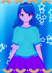 Size: 252x352 | Tagged: safe, derpibooru import, izzy moonbow, human, equestria girls, g5, my little pony: a new generation, 3d, clothes, female, g4, game, image, koikatsu, png, shirt, skirt, socks, t-shirt, teenage izzy moonbow, teenager, thigh highs