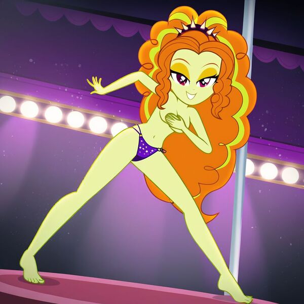 Size: 1024x1024 | Tagged: questionable, ai content, derpibooru import, machine learning generated, adagio dazzle, equestria girls, barefoot, clothes, feet, g4, handbra, image, jpeg, panties, stripper pole, thong, underwear