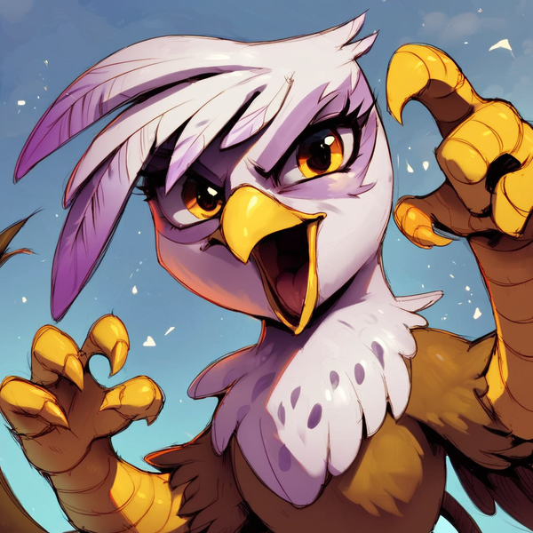 Size: 1024x1024 | Tagged: safe, ai content, derpibooru import, machine learning generated, prompter:pzkratzer, stable diffusion, gilda, gryphon, beak, bust, cute, gildadorable, image, open beak, open mouth, png, portrait, solo
