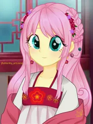 Size: 1536x2048 | Tagged: safe, artist:fluttershy_art.nurul, derpibooru import, fluttershy, kimono, posey shy, human, equestria girls, g3, bangs, beautiful eyes, beautiful hair, braid, china, clothes, cute, ear piercing, earring, eyeshadow, fanart, female, flower, flower in hair, fluttershy is not amused, g4, hairstyle, hanfu, image, japanese, jewelry, jpeg, kimono (clothing), looking at you, makeup, miko, moon runes, piercing, robe, smiling, smiling at you, solo, unamused, using references