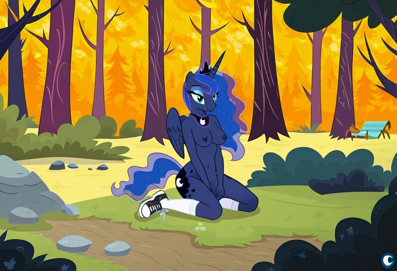 Size: 1216x832 | Tagged: explicit, ai content, machine learning generated, stable diffusion, princess luna, alicorn, anthro, bedroom eyes, bench, busty princess luna, exhibitionism, flirty, forest background, hiking trail, inviting, jpeg, kneeling, long socks, masturbation, nudity, outdoor masturbation, seductive pose, sexy, smiling, sneakers, solo