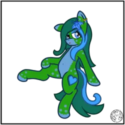 Size: 2000x2000 | Tagged: safe, artist:dice-warwick, derpibooru import, oc, oc:capper tablature, unofficial characters only, original species, pony, fallout equestria, fallout equestria: dance of the orthrus, belly button, ear piercing, eyebrows, fanfic art, female, flower, flowing mane, image, long mane, long tail, mare, mirage pony, piercing, png, poison joke, simple background, solo, spots, tail, transparent background