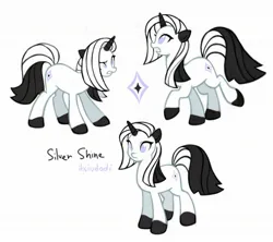 Size: 2048x1819 | Tagged: safe, artist:iksiudodi_, derpibooru import, oc, oc:silver shine, unofficial characters only, pony, unicorn, female, horn, image, jpeg, mare, reference sheet, simple background, solo, white background