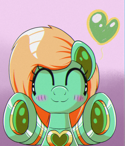 Size: 1500x1750 | Tagged: safe, artist:trackheadtherobopony, derpibooru import, oc, oc:goldheart, unofficial characters only, pony, robot, robot pony, blushing, gradient background, heart, hug, image, png, solo