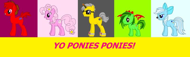 Size: 2284x686 | Tagged: safe, artist:katiegirlsforever, derpibooru import, cyclops pony, ponified, cat, cyclops, dragon, dryad, earth pony, hybrid, monster pony, pony, robot, robot pony, unicorn, pony creator, bow, bracelet, brobee, cat dragon, catdracony, closed mouth, cowboy hat, fangs, female, flower, flower bubble, flower bubble pony, flower in hair, flower in tail, foofa, frown, g4, gabba gang, glasses, gray background, green background, group, hat, horn, image, jewelry, jpeg, logo, male, mare, monster, muno, narrowed eyes, nick jr., nickelodeon, open mouth, open smile, pink background, plex, quintet, red background, rule 85, simple background, smiling, stallion, tail, toodee, white background, yo gabba gabba!