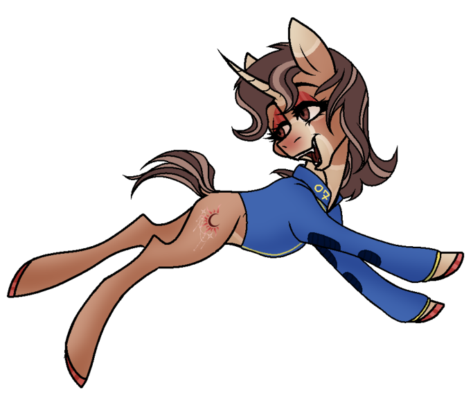 Size: 954x838 | Tagged: safe, artist:lordlyric, derpibooru import, oc, oc:ruby rays, unofficial characters only, pony, unicorn, fallout equestria, concave belly, fallout, female, horn, image, mare, png, slender, solo, solo female, thin