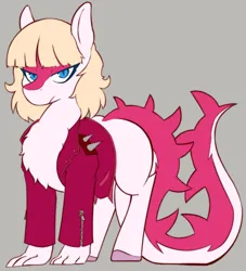 Size: 2174x2394 | Tagged: safe, artist:wild-thunder06, derpibooru import, ponified, pony, blonde, clothes, dinopony, female, i wani hug that gator, image, jacket, jpeg, long tail, mia, solo, solo female, tail