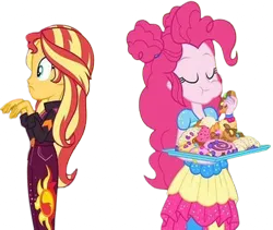 Size: 2981x2520 | Tagged: safe, derpibooru import, edit, edited screencap, editor:homersimpson1983, screencap, pinkie pie, sunset shimmer, human, equestria girls, background removed, female, g4, image, not a vector, png