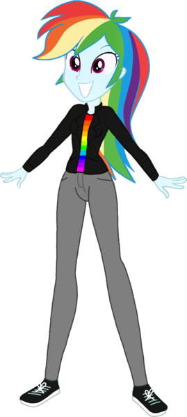 Size: 697x1557 | Tagged: safe, artist:invisibleink, color edit, derpibooru import, edit, rainbow dash, human, equestria girls, clothes, colored, converse, denim, g4, image, jacket, jeans, leather, leather jacket, pants, png, shirt, shoes, simple background, solo, transparent background