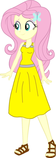 Size: 554x1564 | Tagged: safe, artist:invisibleink, color edit, derpibooru import, edit, fluttershy, human, equestria girls, belt, clothes, colored, dress, female, g4, gown, image, png, sandals, simple background, skirt, solo, transparent background, waistband