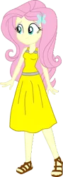 Size: 554x1564 | Tagged: safe, artist:invisibleink, color edit, derpibooru import, edit, fluttershy, human, equestria girls, belt, clothes, colored, dress, female, g4, gown, image, png, sandals, simple background, skirt, solo, transparent background, waistband