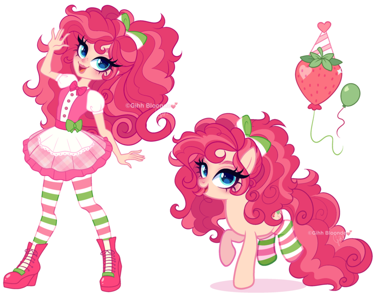 Size: 3568x2796 | Tagged: safe, artist:gihhbloonde, derpibooru import, pinkie pie, oc, ponified, earth pony, human, pony, equestria girls, blue eyes, blushing, boots, bow, bowtie, closed mouth, clothes, crossover, crossover fusion, curly hair, curly mane, curly tail, cutie mark, dress, female, freckles, g4, hair bow, human ponidox, image, jewelry, lightly watermarked, looking at you, mare, necklace, open mouth, open smile, png, raised hoof, raised hooves, self paradox, self ponidox, shoes, simple background, skirt, smiling, socks, stockings, strawberry shortcake, strawberry shortcake (character), striped socks, tail, thigh highs, transparent background, watermark, waving, waving at you