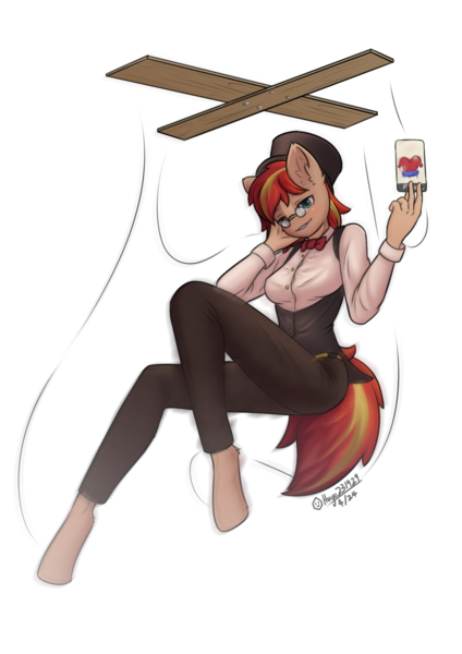 Size: 1240x1754 | Tagged: safe, artist:hugo231929, derpibooru import, oc, unofficial characters only, anthro, earth pony, ghost, ghost pony, pony, undead, adorasexy, breasts, card, clothes, cute, ear fluff, female, glasses, hat, image, lidded eyes, looking at you, not sunset shimmer, pants, pinup, png, puppet, reasonably sized breasts, reference sheet, seductive, seductive look, seductive pose, sexy, simple background, smiling, smiling at you, solo, solo female, solo focus, tarot card, transparent background, victorian