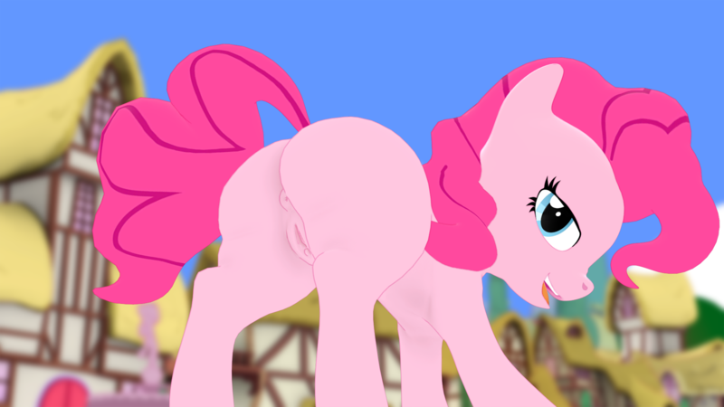 Size: 3840x2160 | Tagged: explicit, artist:weirdodotinc, pinkie pie, earth pony, pony, 3d, anus, balloonbutt, bedroom eyes, butt, female, image, looking at you, looking back, looking back at you, mare, nudity, plot, png, ponut, presenting, rear view, sky, smiling at you, solo, source filmmaker, tail, vulva