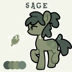 Size: 2048x2048 | Tagged: safe, artist:starrymysteryy, derpibooru import, oc, oc:sage, unofficial characters only, earth pony, pony, adoptable, female, image, jpeg, mare, reference sheet, sage, simple background, watermark