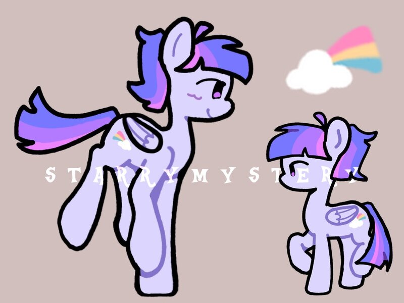 Size: 1024x768 | Tagged: safe, artist:starrymysteryy, derpibooru import, oc, unofficial characters only, pegasus, pony, adoptable, brown background, image, jpeg, magical lesbian spawn, next generation, offspring, parent:rainbow dash, parent:twilight sparkle, parents:twidash, reference sheet, simple background, solo, watermark