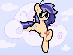 Size: 1024x768 | Tagged: safe, artist:starrymysteryy, derpibooru import, oc, unofficial characters only, earth pony, pony, cloud, female, image, jpeg, mare, on a cloud, solo