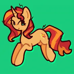 Size: 2048x2048 | Tagged: safe, artist:starrymysteryy, derpibooru import, sunset shimmer, pony, unicorn, commission, female, g4, green background, horn, image, jpeg, mare, simple background, solo