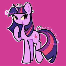 Size: 2048x2048 | Tagged: safe, artist:starrymysteryy, derpibooru import, twilight sparkle, pony, unicorn, female, g4, image, jpeg, mare, pink background, simple background, solo, unicorn twilight