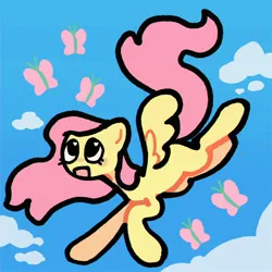 Size: 2048x2048 | Tagged: safe, artist:starrymysteryy, derpibooru import, fluttershy, butterfly, insect, pegasus, pony, female, flying, g4, image, jpeg, mare, solo