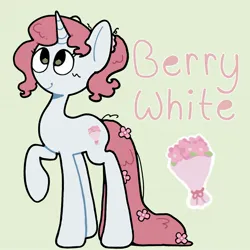 Size: 2048x2048 | Tagged: safe, artist:starrymysteryy, derpibooru import, oc, oc:berry white, unofficial characters only, pony, unicorn, adoptable, female, horn, image, jpeg, mare, reference sheet, simple background
