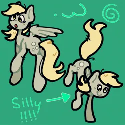 Size: 2048x2048 | Tagged: safe, artist:starrymysteryy, derpibooru import, derpy hooves, pegasus, pony, derp, female, g4, green background, image, jpeg, mare, simple background, solo