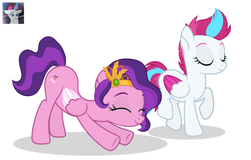 Size: 3600x2294 | Tagged: safe, artist:ramixe dash, derpibooru import, pipp petals, zipp storm, pegasus, pony, g5, base used, eyes closed, female, g4, g5 to g4, generation leap, image, mare, png, royal sisters (g5), siblings, signature, simple background, sisters, text, transparent background, watermark