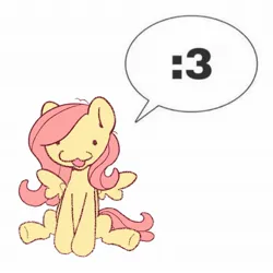 Size: 2048x2048 | Tagged: safe, artist:starrymysteryy, derpibooru import, fluttershy, pegasus, pony, :3, dialogue, female, g4, image, jpeg, mare, simple background, sitting, solo, speech bubble, white background