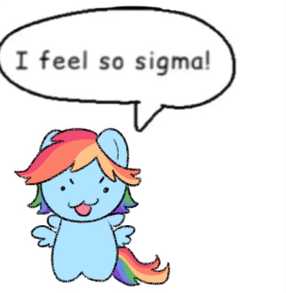 Size: 1199x1228 | Tagged: safe, artist:starrymysteryy, derpibooru import, rainbow dash, pegasus, pony, chibi, dialogue, female, image, jpeg, mare, sigma, simple background, solo, speech bubble, white background