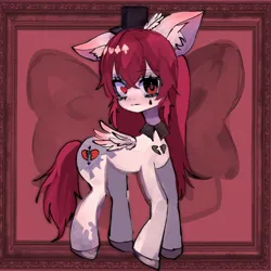 Size: 2048x2048 | Tagged: safe, artist:m09160, derpibooru import, oc, unofficial characters only, pegasus, pony, female, hat, heart, heart eyes, image, jpeg, mare, solo, top hat, wingding eyes