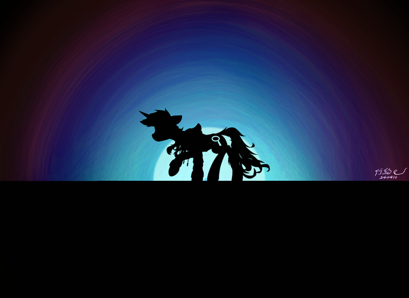 Size: 1650x1200 | Tagged: safe, artist:行豹cheetahspeed, derpibooru import, oc, oc:autumn trace, unofficial characters only, pony, unicorn, dark, female, horn, image, light, mare, png, purple background, silhouette, simple background, solo, walking