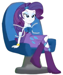 Size: 1840x2168 | Tagged: safe, artist:macs44, derpibooru import, editor:jbrony, rarity, equestria girls, bedroom eyes, boots, chair, clothes, female, g4, image, little einsteins, png, seat, seatbelt, shoes, simple background, sitting, skirt, solo, transparent background, wristband